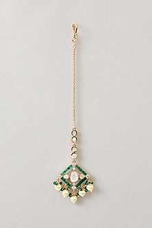 Gold Finish Kundan Polki Maangtikka