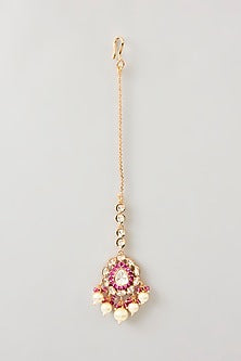 Gold Finish Kundan Polki Maangtikka
