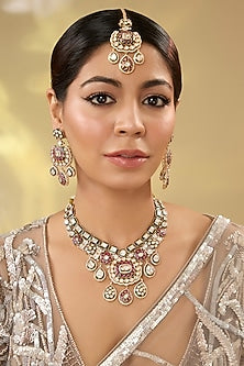 Gold Finish Kundan Polki Maangtikka