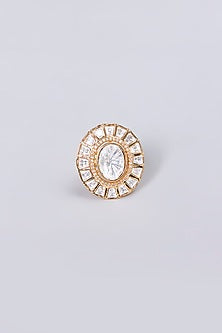 Gold Finish Kundan Polki Ring