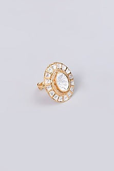Gold Finish Kundan Polki Ring