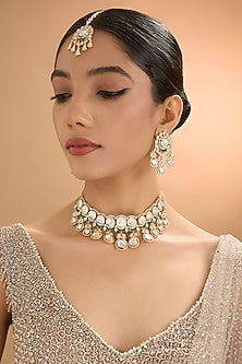 Gold Finish Kundan Polki Maangtikka