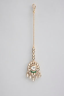 Gold Finish Kundan Polki Maangtikka