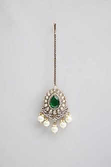Gold Finish Kundan Polki Maangtikka