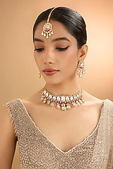Gold Finish Kundan Polki Maangtikka