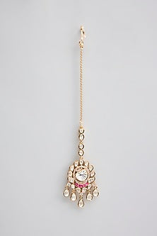 Gold Finish Kundan Polki Maangtikka
