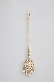 Gold Finish Kundan Polki Maangtikka
