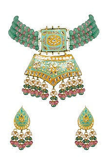 Gold Finish Meenakari Necklace Set