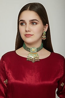 Gold Finish Meenakari Necklace Set
