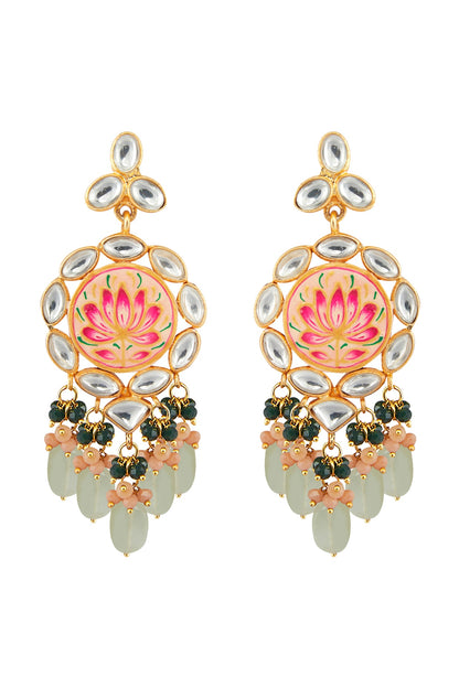 Gold Finish Grey Stone Necklace Set With Maang Tikka