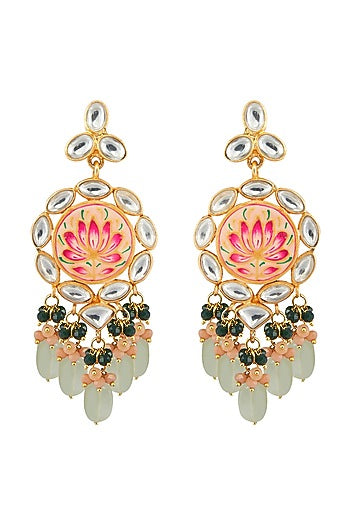 Gold Finish Grey Stone Necklace Set With Maang Tikka