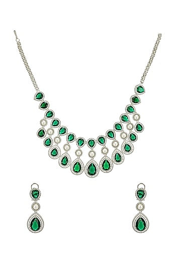 Silver Finish Semi Precious Stone Necklace Set
