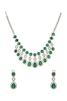 Silver Finish Semi Precious Stone Necklace Set