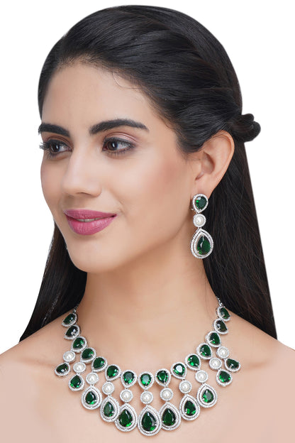 Silver Finish Semi Precious Stone Necklace Set