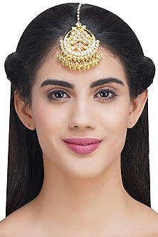 Gold Plated Kundan Polki Maang Tikka