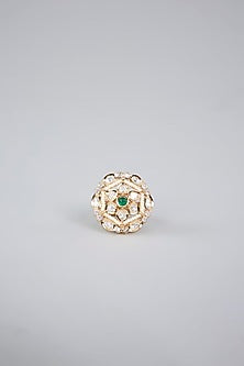 Gold Finish Gemstone Floral Ring