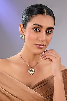 Gold Finish Gemstone Necklace Set