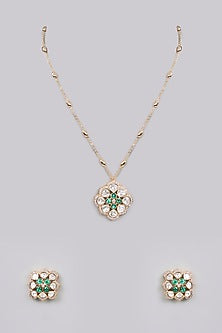 Gold Finish Gemstone Necklace Set