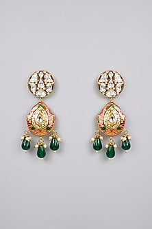 Gold Finish Kundan Polki Necklace Set