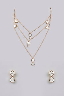 Gold Finish Pearl Necklace Set