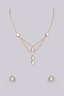 Gold Finish Pearl Necklace Set