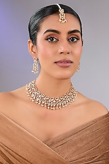 Gold Finish Pearl Necklace Set
