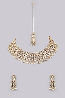 Gold Finish Pearl Necklace Set