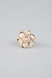 Gold Finish Pearl Beaded Ring
