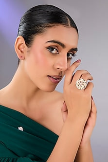 Gold Finish Pearl Ring