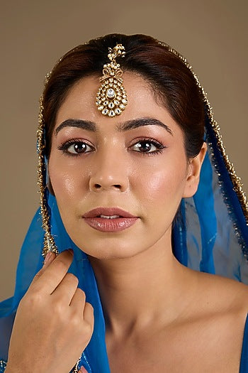 Gold Finish Kundan Polki Maangtikka