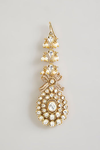 Gold Finish Kundan Polki Maangtikka