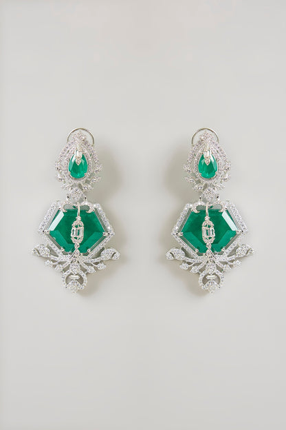 Gold Finish Emerald Green Cubic Zirconia Necklace Set