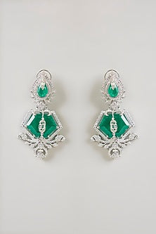 Gold Finish Emerald Green Cubic Zirconia Necklace Set