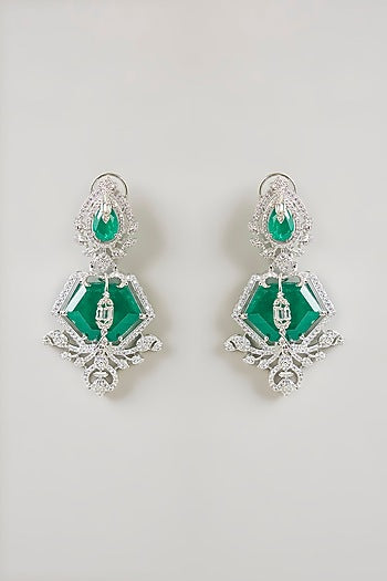 Gold Finish Emerald Green Cubic Zirconia Necklace Set