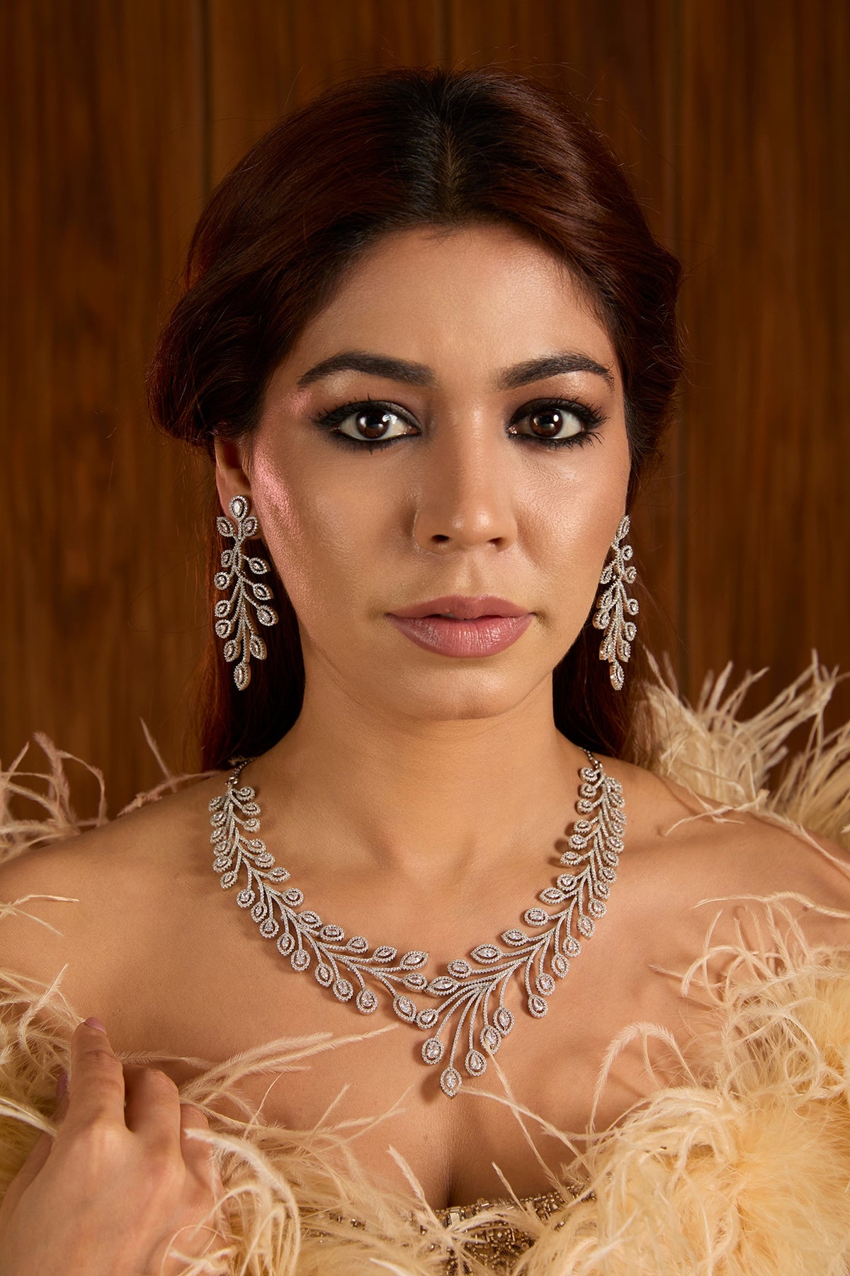 Gold Finish Cubic Zirconia Necklace Set