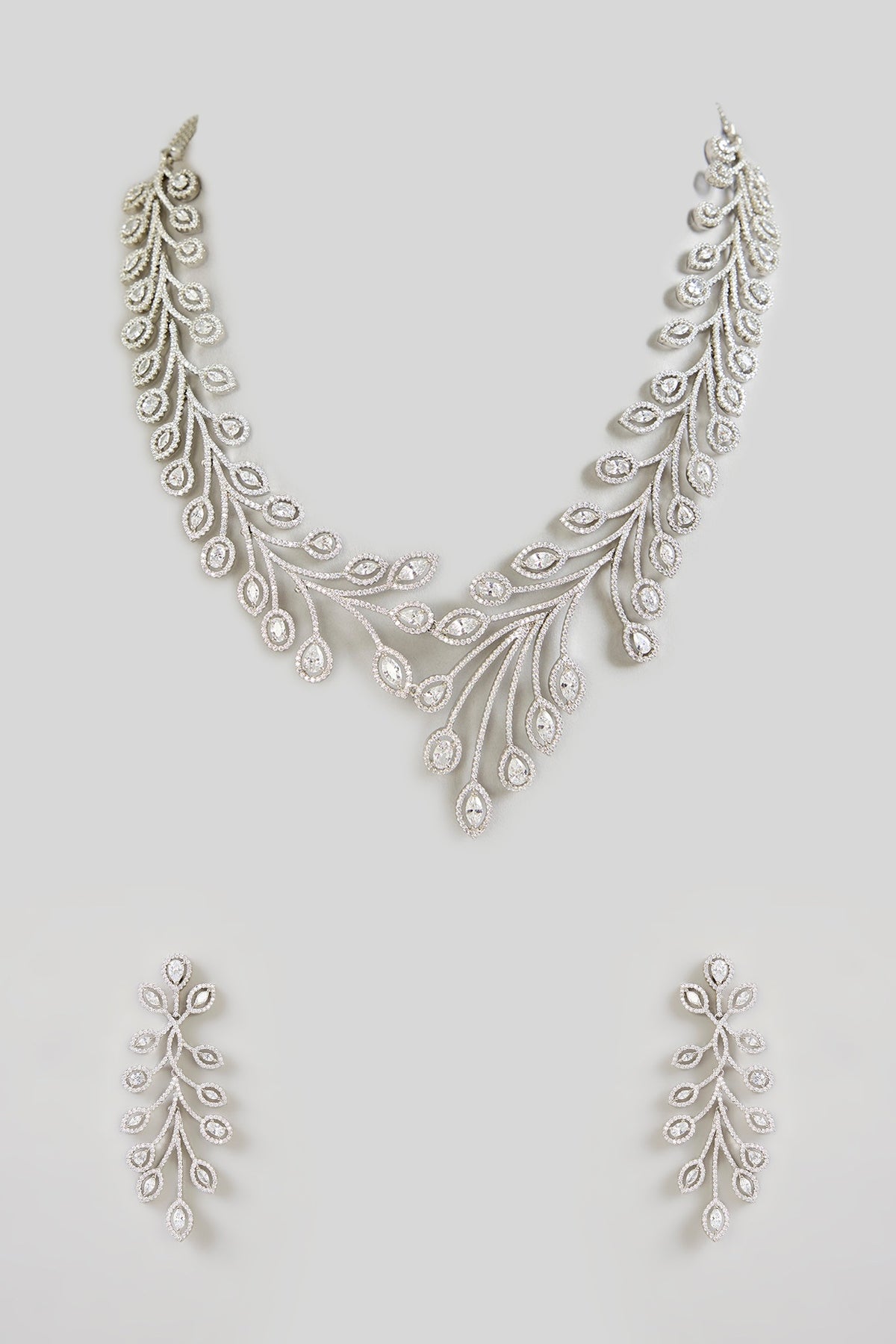 Gold Finish Cubic Zirconia Necklace Set