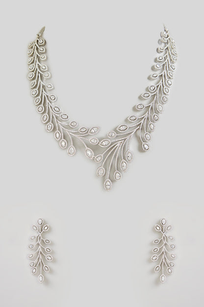 Gold Finish Cubic Zirconia Necklace Set