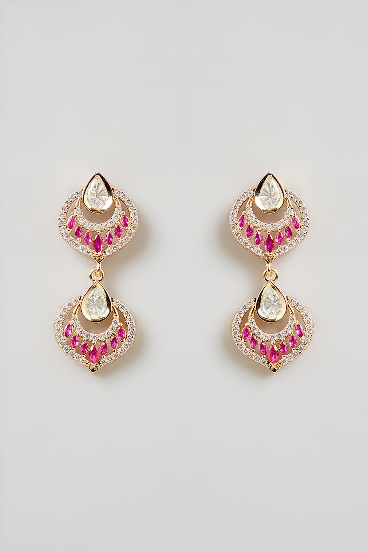 Gold Finish Kundan Polki Necklace Set