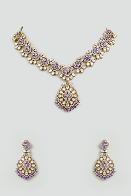 Gold Finish Cubic Zirconia Necklace Set
