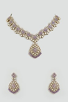 Gold Finish Cubic Zirconia Necklace Set