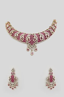 Gold Finish Cubic Zirconia Choker Necklace Set