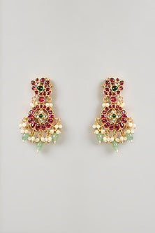 Gold Finish Multi-Colored Kundan Polki Choker Necklace Set