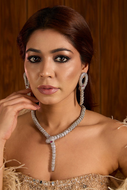 Gold Finish Cubic Zirconia Necklace Set