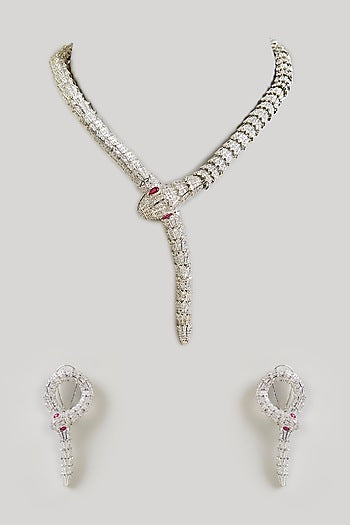 Gold Finish Cubic Zirconia Necklace Set