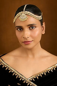 Gold Finish Kundan Polki Mathapatti