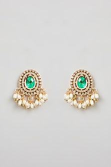 Gold Finish White Kundan Polki Necklace Set