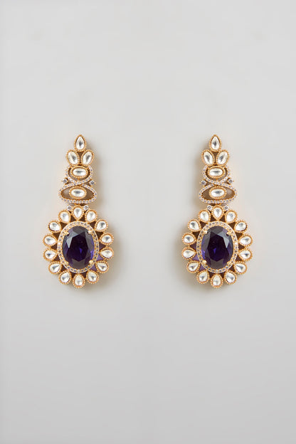 Two Tone Finish Black Stone & Kundan Polki Necklace Set