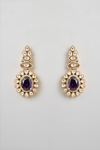 Two Tone Finish Black Stone & Kundan Polki Necklace Set