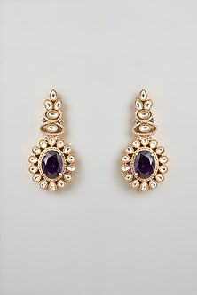 Two Tone Finish Black Stone & Kundan Polki Necklace Set