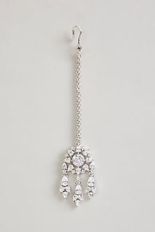 White Finish Cubic Zirconia Maangtikka